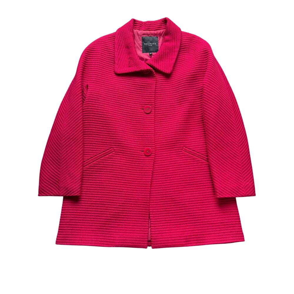 TALBOTS WOMAN Sz 10P Wool Ribbed Thinsulate Fuschia COAT Jacket